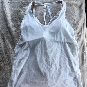 White lululemon mesh tank and built in sports bra